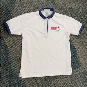 White Polo Shirt with Bowling Logo